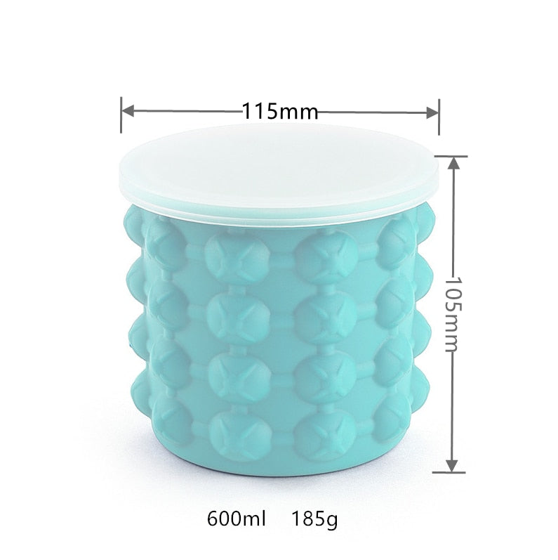 Ice Cube Mold Ice Trays, Large Silicone Ice Bucket, (2 in 1) Portable Round Ice Cube Maker