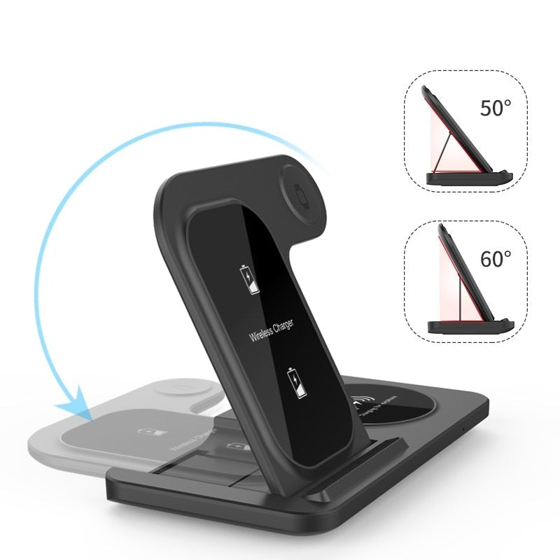 3 in 1 Wireless Charger Stand Pad For iPhone 14 13 12 11 X Max Foldable