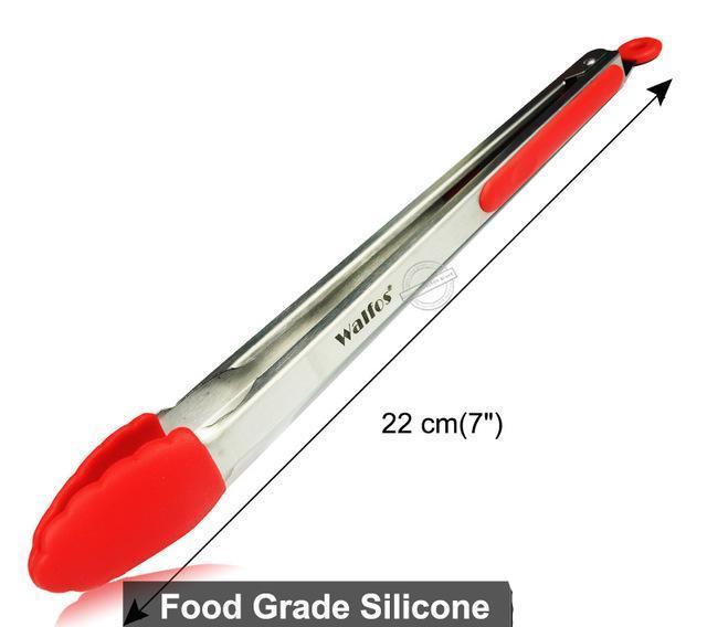 WALFOS Food Grade 100% Silicone food tong Kitchen Tongs utensil Cooking Tong clip Clamp accessories Salad Serving BBQ tools