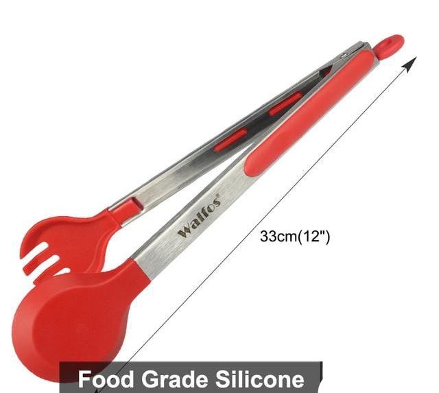 WALFOS Food Grade 100% Silicone food tong Kitchen Tongs utensil Cooking Tong clip Clamp accessories Salad Serving BBQ tools