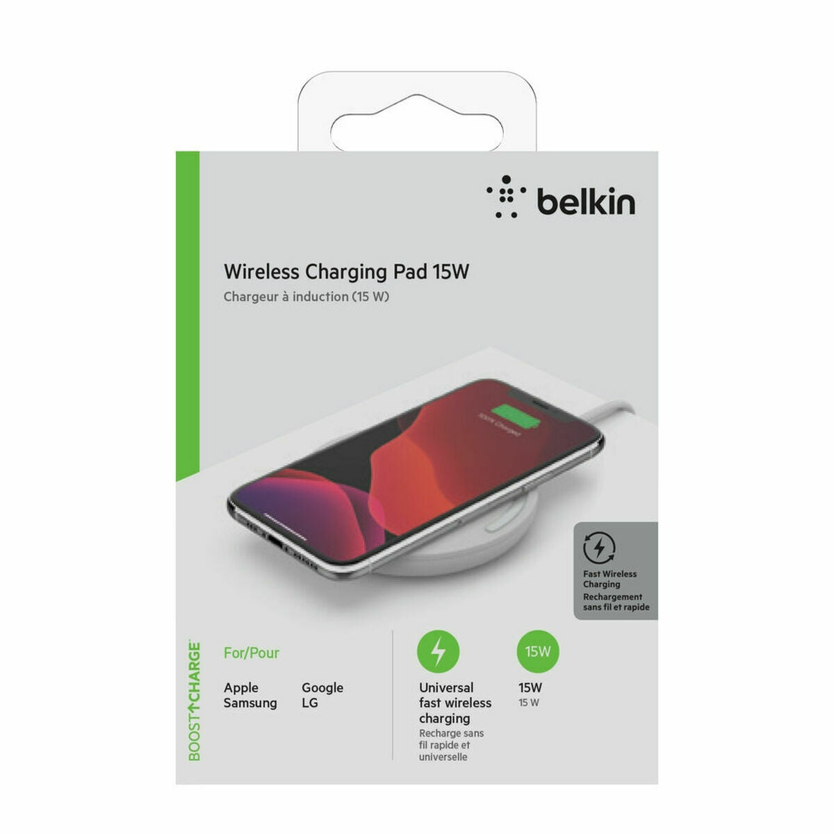 Chargeur sans fil avec support pour mobiles Belkin WIA002VFWH 15W
