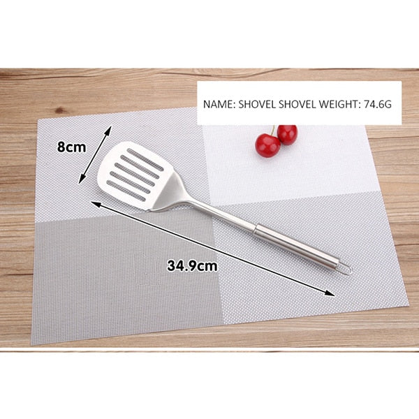 Kitchen Utensil Sets: 410 Stainless Steel Spatula Spoon Colander Cooking Tool