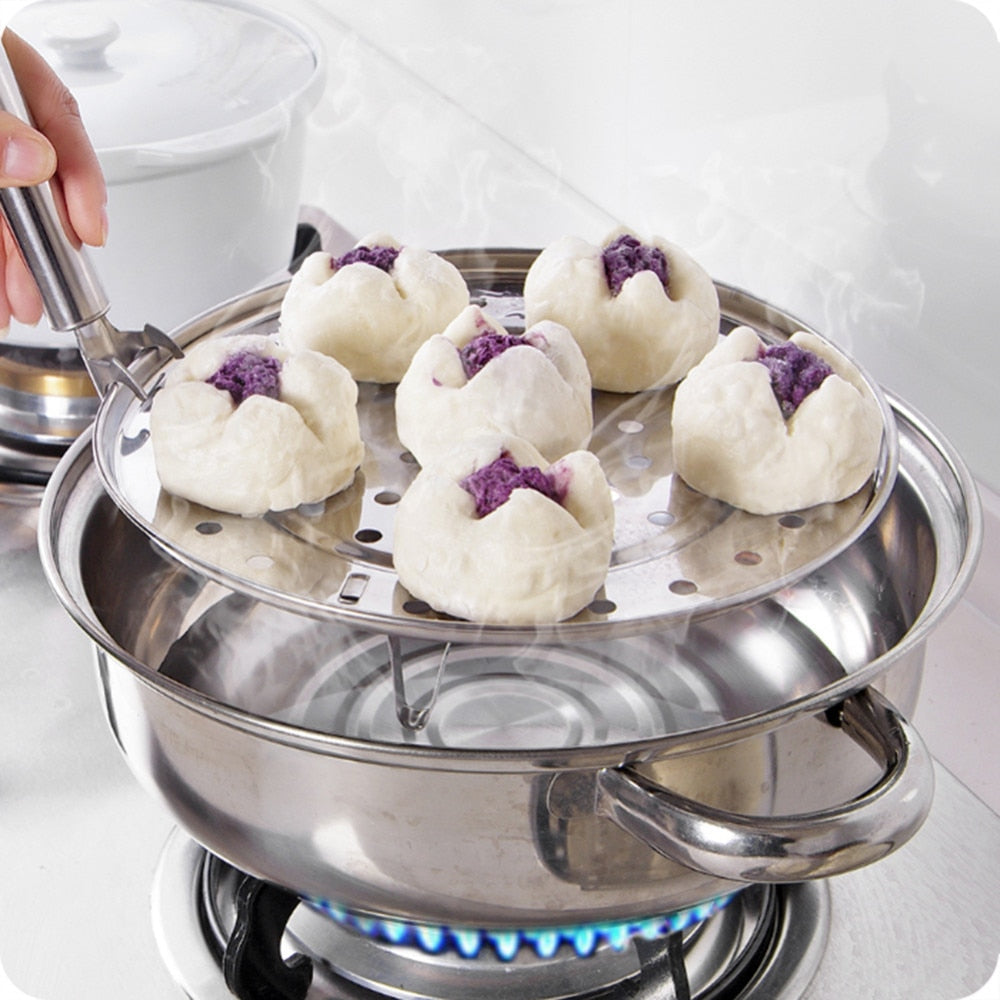 1Pc Durable Stainless Steel Round Steamer Rack Insert Stock Pot Steaming Tray Stand Kitchen Cookware Tools 20/22/24/26cm