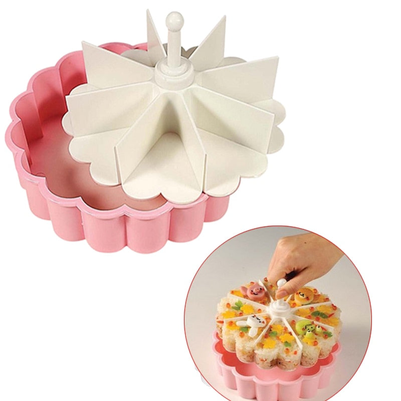 1Sets Creative Sushi Maker Cake pan mould suits DIY Rice Mold Kitchen sushi roll mold Tools Set Jelly pudding Rolls Made Easy