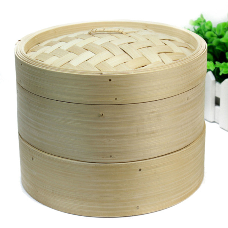 2-Layer Chinese Bamboo Steamer Steamed Buns Dim Sum Rice Kitchen Accessories Cookware With Cover For Cooking Fish Environmental