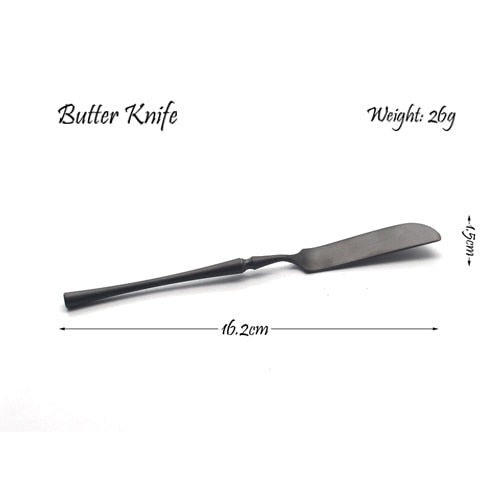 2017 Black Cutlery Set 304 Stainless Steel Butter Knife Dessert Fork Western Dinnerware Tableware Set Kitchen Accessories