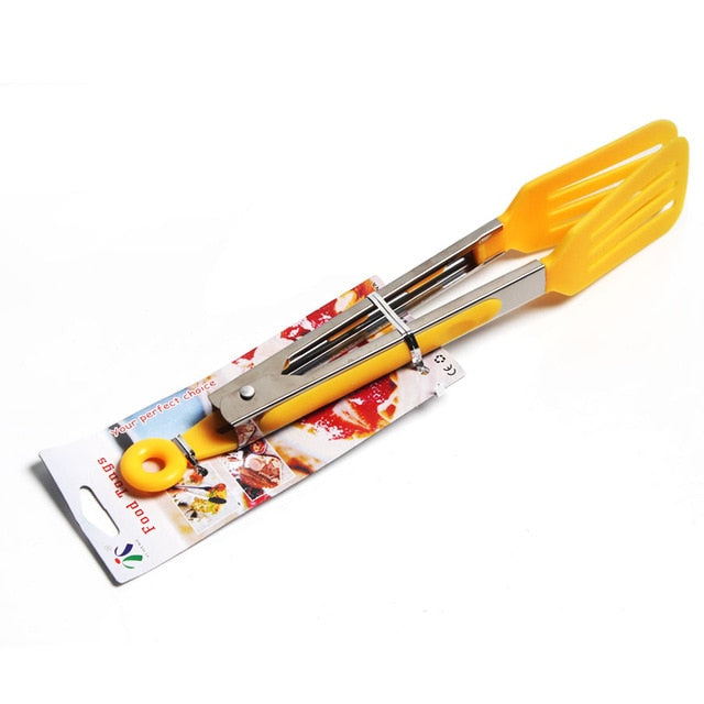 26*4.5cm Stainless Steel+Nylon Food BBQ Tongs Non-Stick Tongs Clip Cook Bread Kitchen Tools Utensils Accessories 3Colors