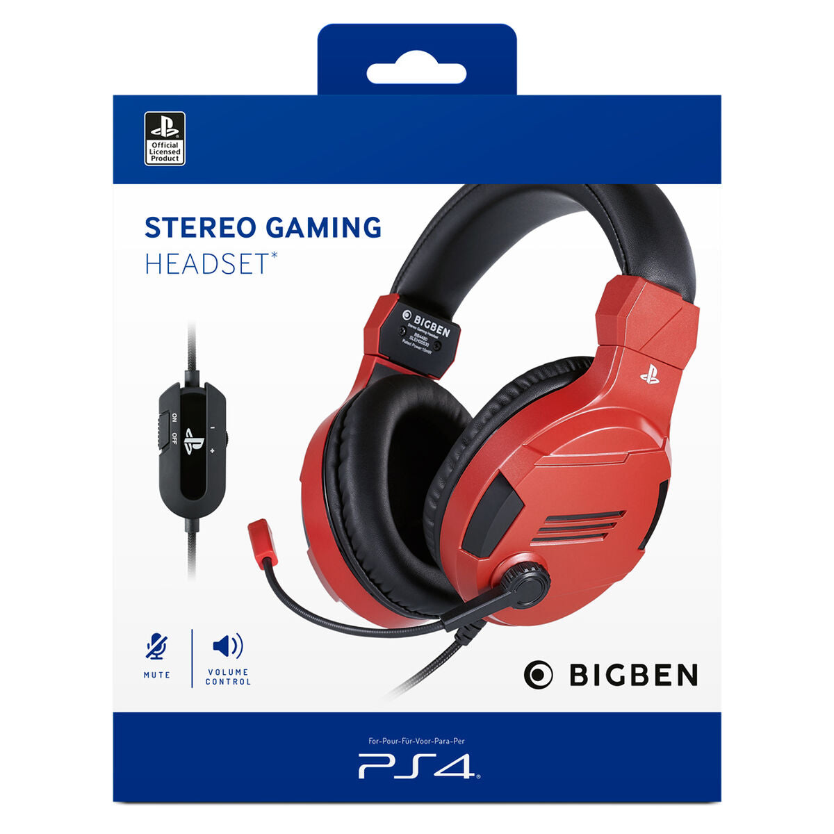 Gaming Headset with Microphone Bigben PS4OFHEADSETV3R Red