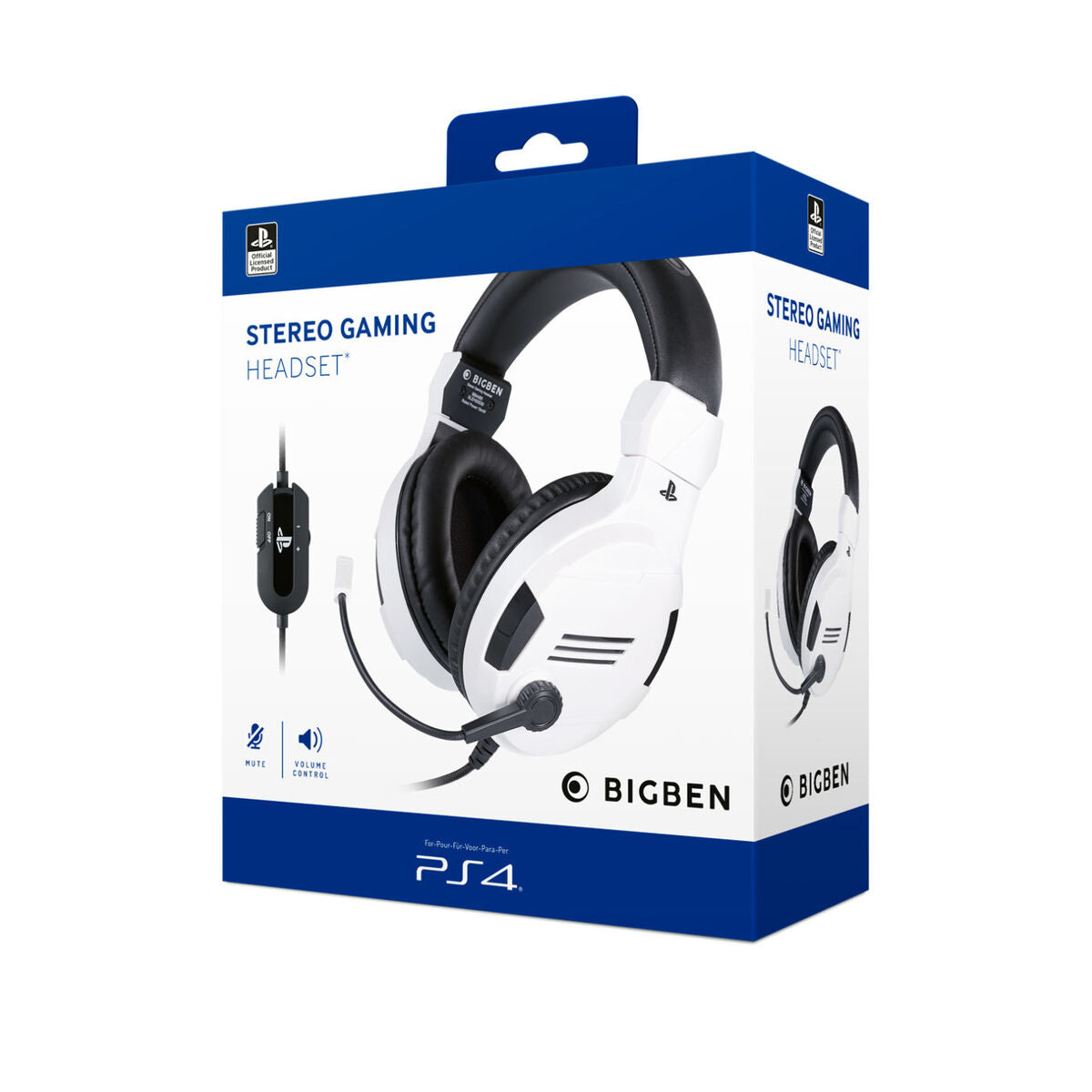 Gaming Headset with Microphone Bigben PS4OFHEADSETV3WHITE Black/White