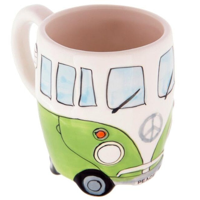 400ml Creative Hand Painting Double Bus Mugs Retro Ceramic Cup Coffee Milk Tea Mug Drinkware Novetly Gifts