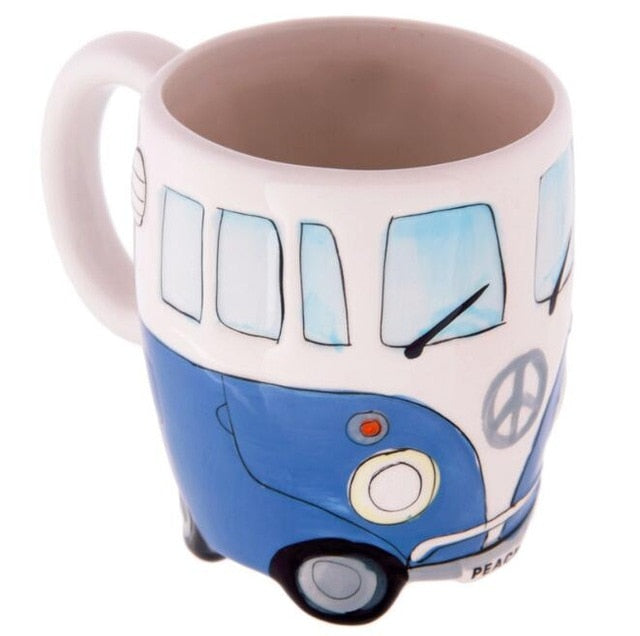 400ml Creative Hand Painting Double Bus Mugs Retro Ceramic Cup Coffee Milk Tea Mug Drinkware Novetly Gifts