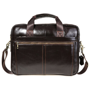 Cowhide Leather Business Briefcase Laptop Bag