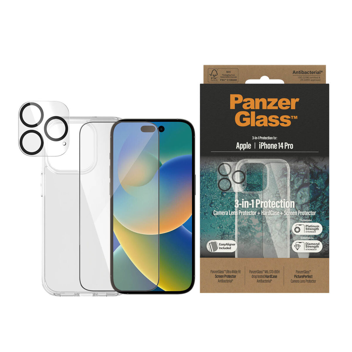 Protector de Pantalla Panzer Glass B0402+2784 Monitor Apple iPhone 14 Pro