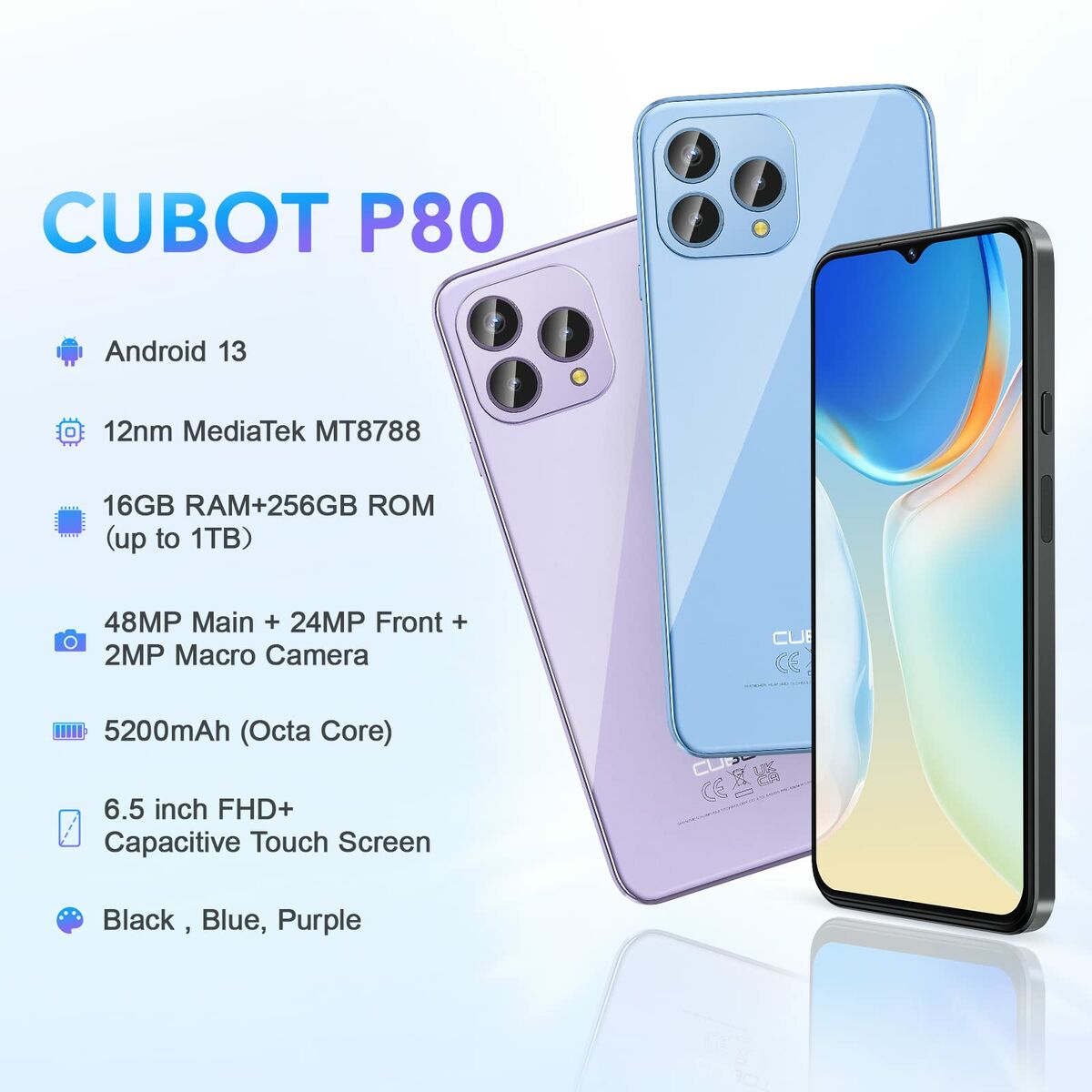 Smartphone Cubot P80 8 GB RAM 6,6" 256 GB Blue