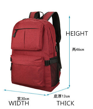Dealsdom Leisure Backpack USB Charging large capacity solid Bag