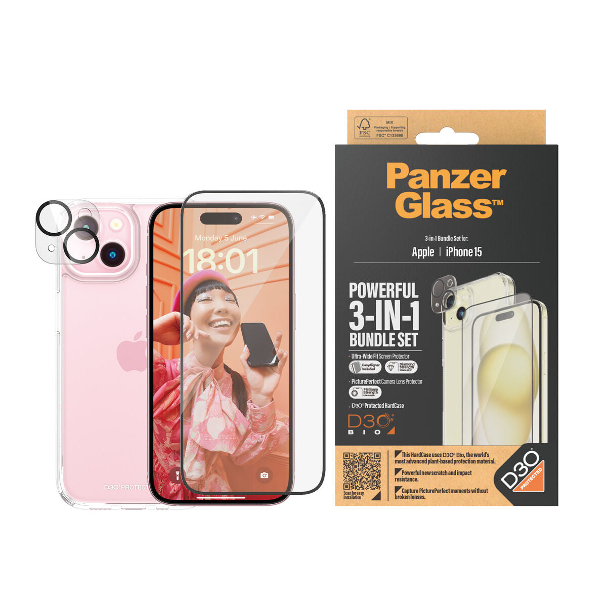 Film Protecteur pour Téléphone Portable Panzer Glass B1172+2809 Apple iPhone 15