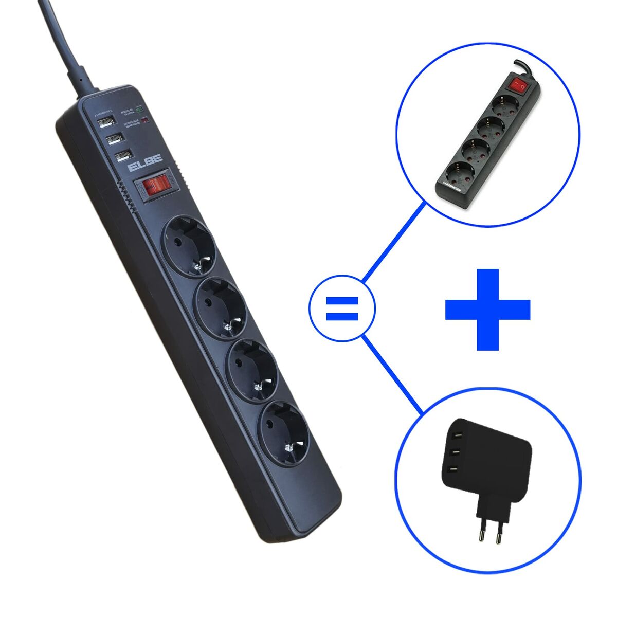 4-socket plugboard with power switch ELBE RE002 3600 W 220 V