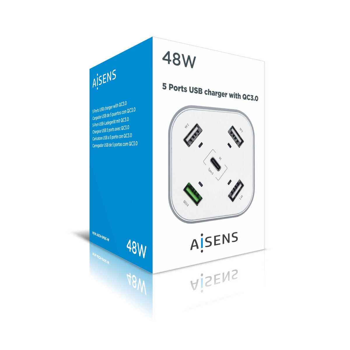 Chargeur USB Aisens ASCH-5PQC-W Blanc