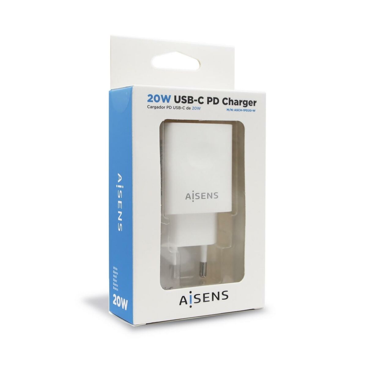 Chargeur Aisens Cargador USB-C PD 3.0 1 Puerto 1x USB-C 20 W, Blanco USB-C Blanc