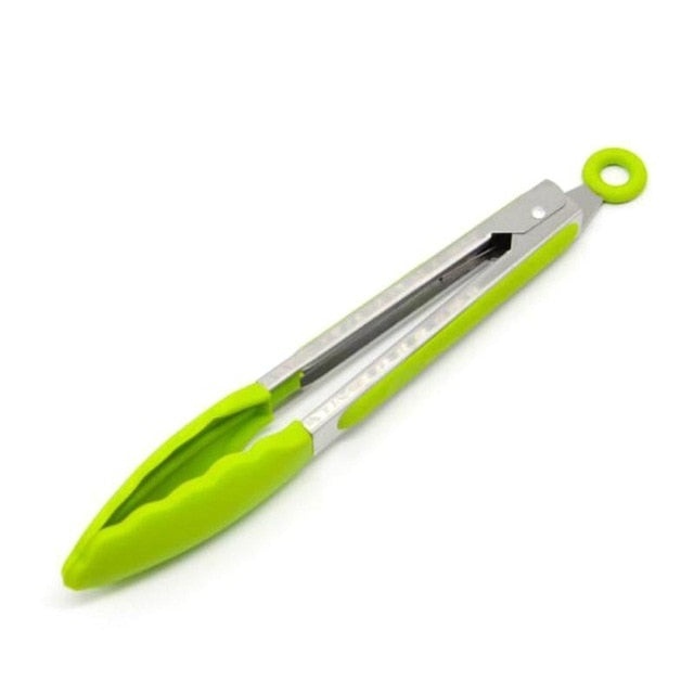 9 Inch Kitchen Picnic Food Silicone Tongs Bread Buffet BBQ Clamp Clip Barbecue Thongs Tools Party Cooking Kitchen #10