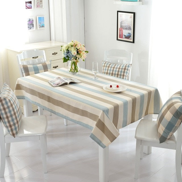 American Country Style Table Cloth Waterproof Lattice Tablecloth Cotton Fabric Kitchen Rectangular Plaid Cloth