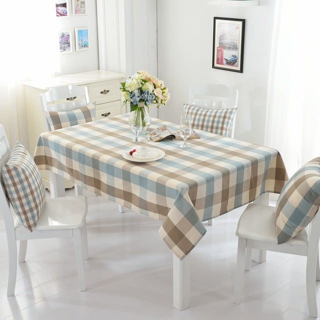 American Country Style Table Cloth Waterproof Lattice Tablecloth Cotton Fabric Kitchen Rectangular Plaid Cloth