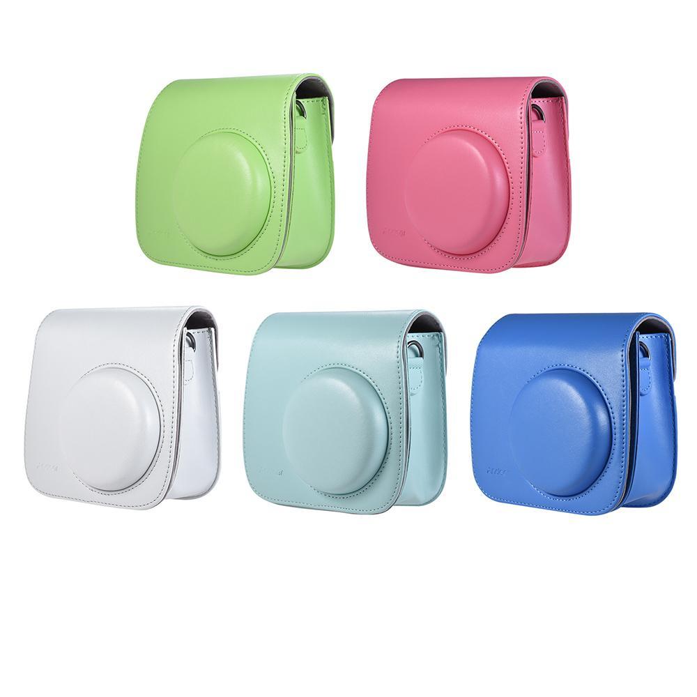 Andoer PU Instant Camera Bag Case with Strap for Fujifilm Instax Mini 8/9/8+ Flamingo Pink/Blue/White/Green