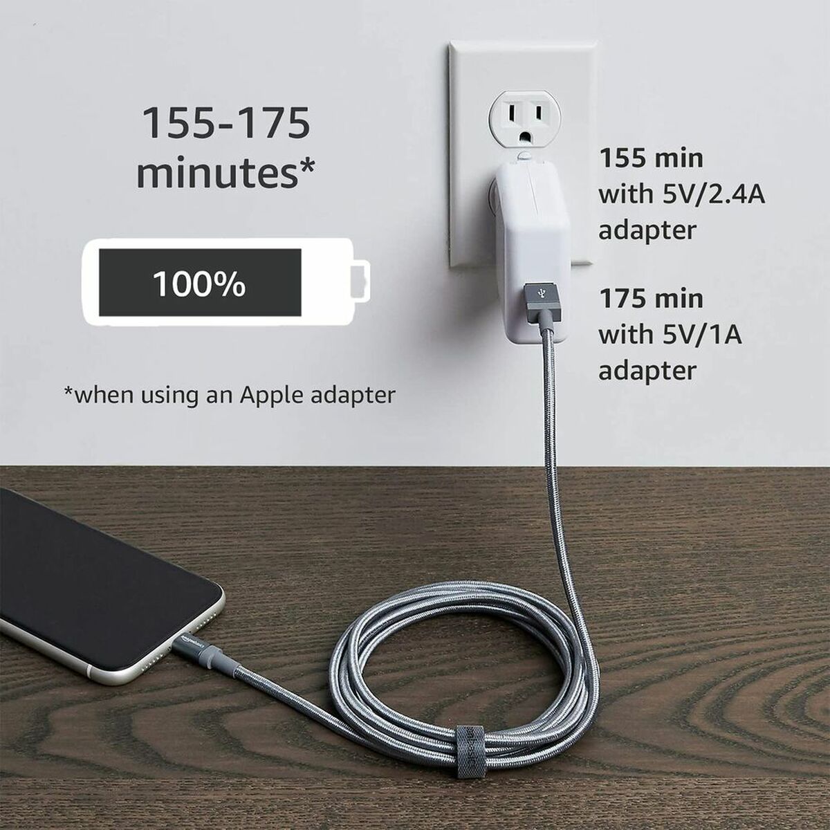 USB charger cable Amazon Basics (Refurbished A)