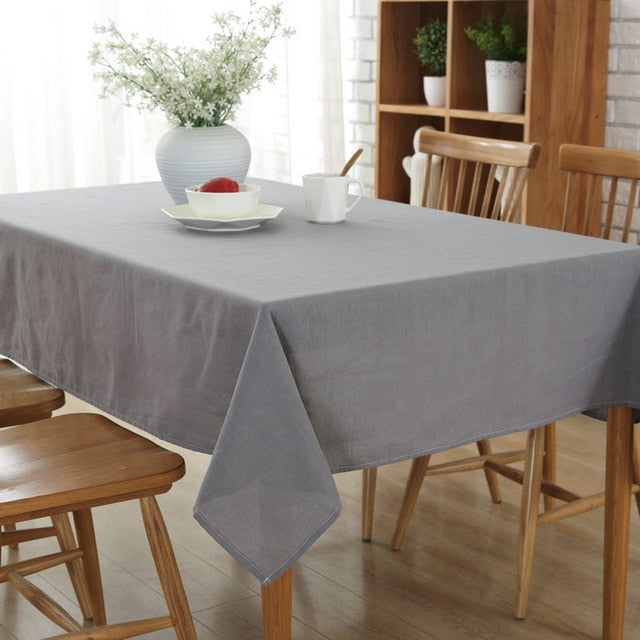 Candy Colour Linen Cotton Table Cloth Dustproof Modern Rectangle Tablecloth Dining Table Cover For Kitchen Home Decor
