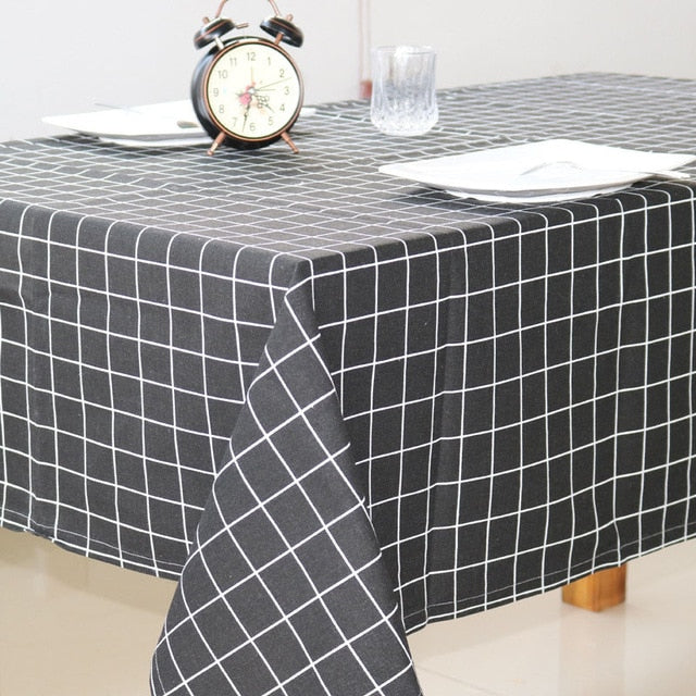 Cotton and linen Table cloth Country Style Plaid Print Rectangle Table Cover Tablecloth Home Kitchen Decoration Nordic style