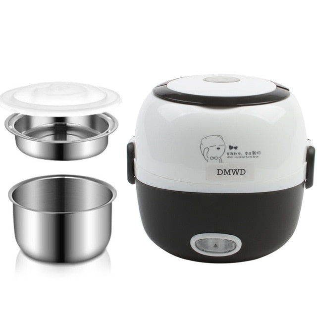 MINI Rice Cooker Thermal Heating Electric Lunch Box 2 Layers Portable Food Steamer