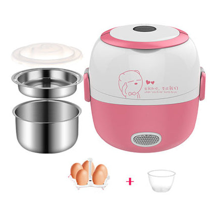 MINI Rice Cooker Thermal Heating Electric Lunch Box 2 Layers Portable Food Steamer