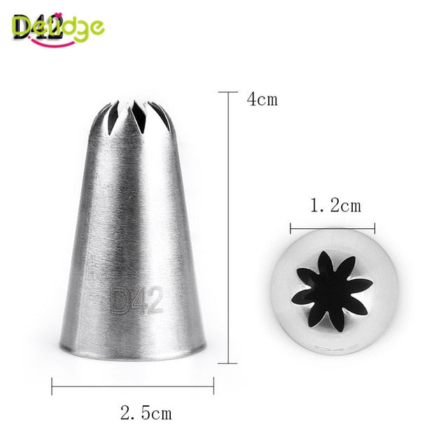 Delidge 12 Shapes Cake Nozzle Stainless Steel Icing Piping Nozzles Cream Beak Pastry Puff Cream Injector Cake Decorating Tool