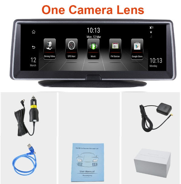 8 Inch 4G Android Dual Lens Car DVR GPS Navigator ADAS Full HD 1080P Dash Camera