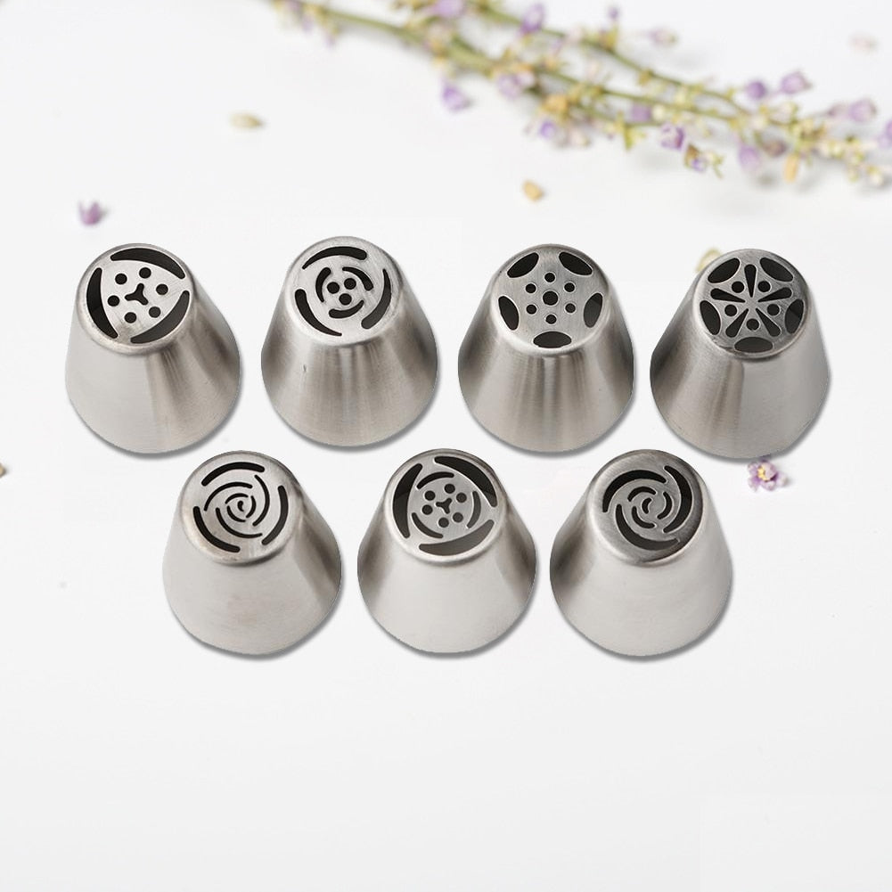 EZLIFE 7PCS Russian Piping Tips Cake Pastry Nozzles Cake Decorating Tools DIY  Biscuits Cake Pastry Nozzles Tips Decorating Tool