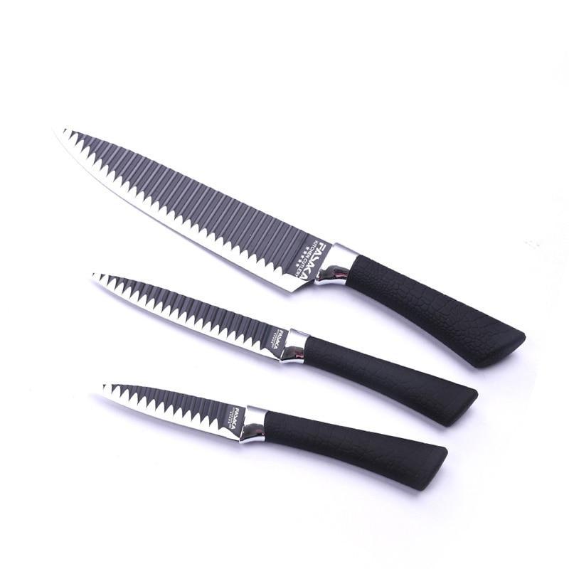 FASAKA Stainless Steel 3pcs Kitchen Knives Kitchen Knife Set with 8'' inch Chef 5'' Utility 3.5'' Paring in Special Blade Design