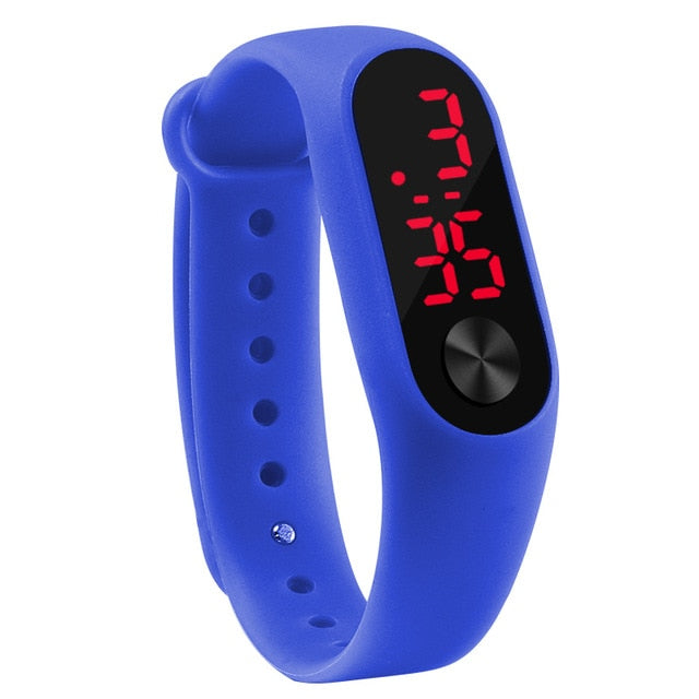 Fashion Outdoor Simple Sports Red LED Digital Bracelet Watch Men Women Colorful Silicone Watches Kids Children Wristwatch Gift