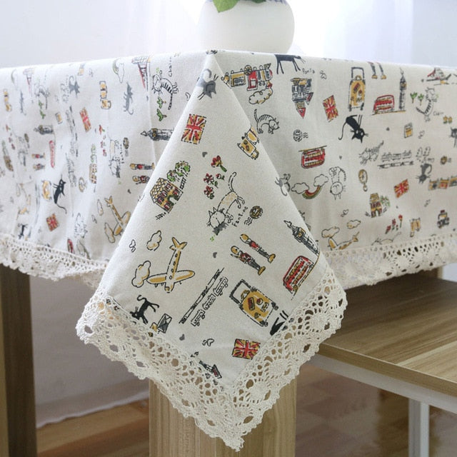GIANTEX Cat Pattern Decorative Table Cloth Cotton Linen Lace Tablecloth Dining Table Cover For Kitchen Home Decor U1003