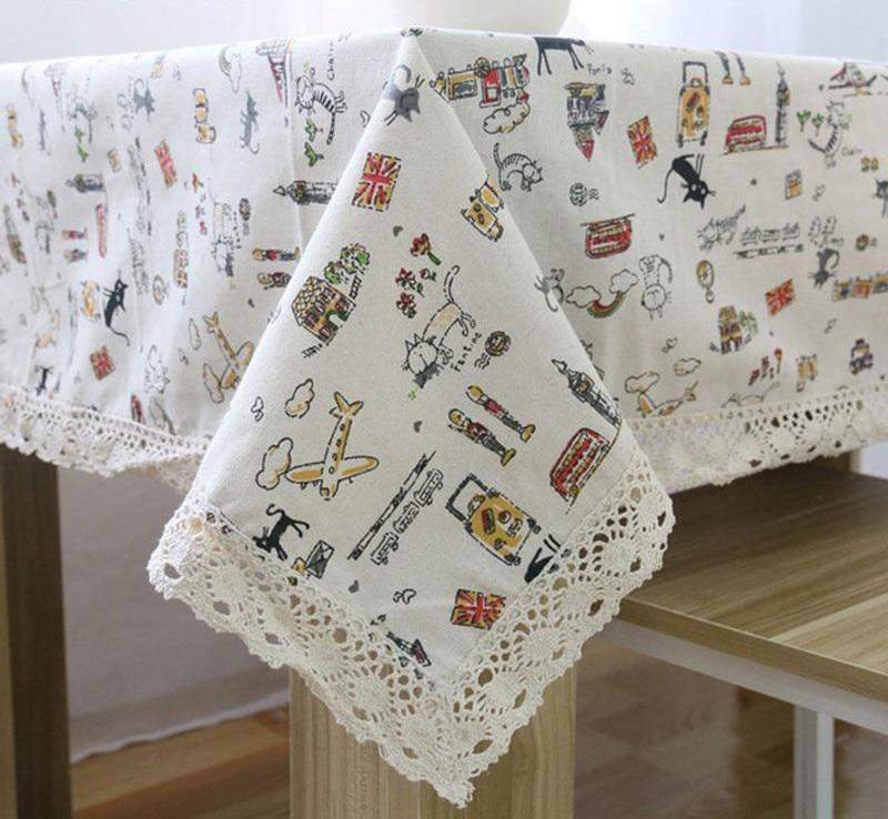 GIANTEX Cat Pattern Decorative Table Cloth Cotton Linen Lace Tablecloth Dining Table Cover For Kitchen Home Decor U1003