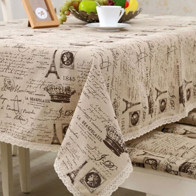 GIANTEX Crown Pattern Decorative Table Cloth Cotton Linen Lace Tablecloth Dining Table Cover For Kitchen Home Decor U1233