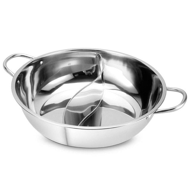 28cm Hot Twin Divided Stainless Steel Cookware Ruled Compatible Soup Stock Pots