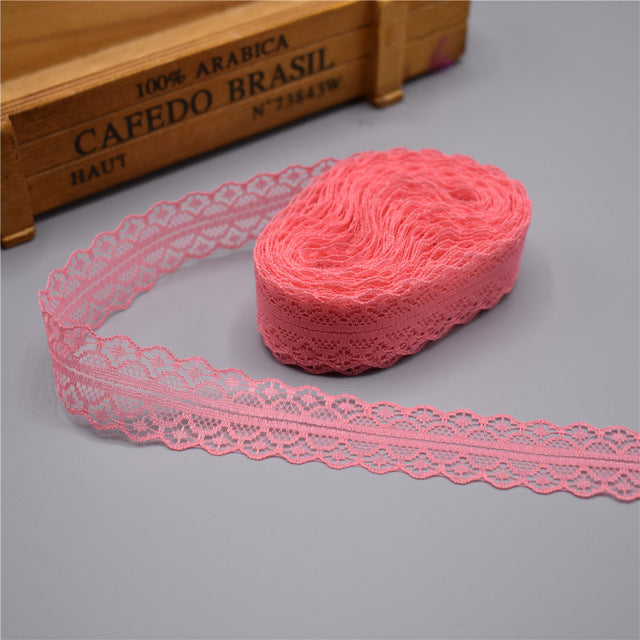 High quality 10 yards Lace Ribbon Tape Width 28MM Trim Fabric DIY Embroidered Net Cord For Sewing Decoration african lace fabric