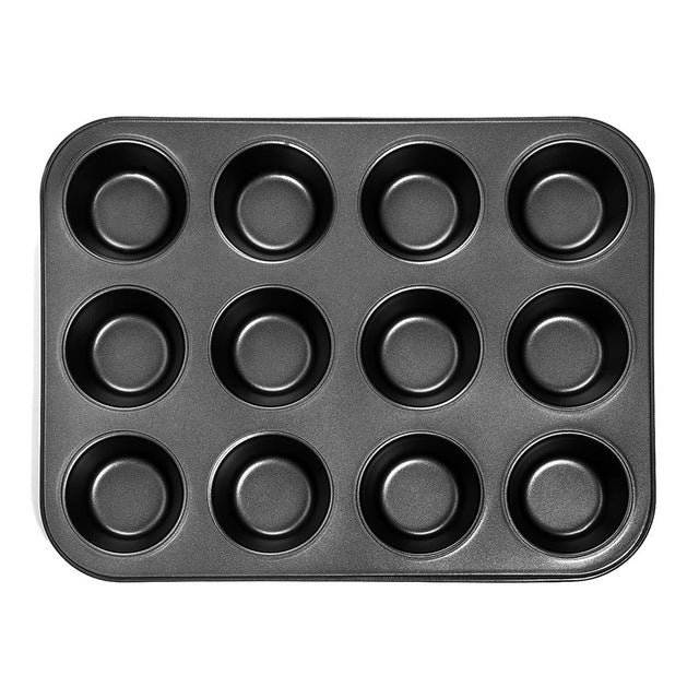 Heavy duty carbon steel cupcake baking tray, 12 mini cup cupcake shaped cake pan