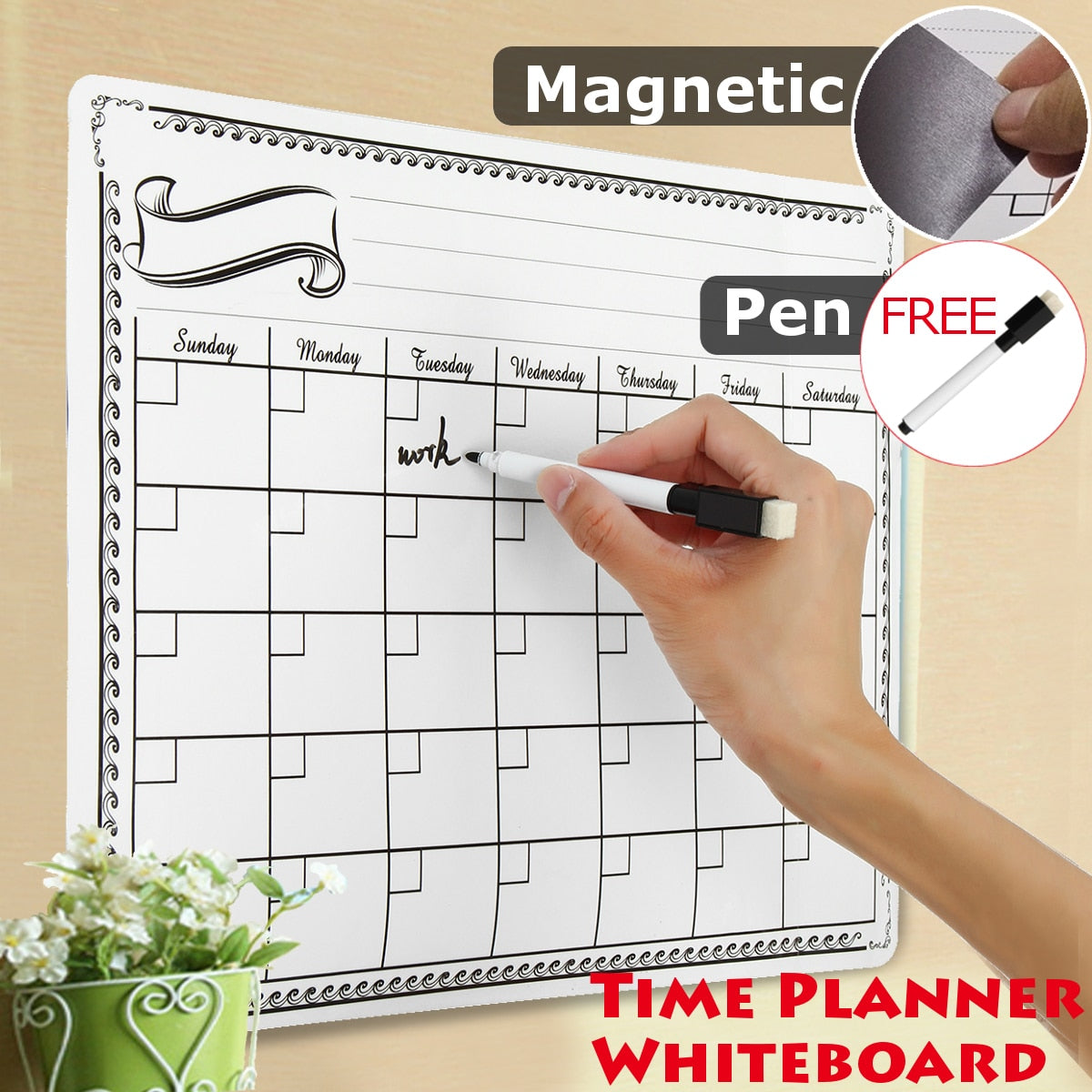 Magnet Plan Whiteboard Flexible Fridge Magnetic Refrigerator Dry Erase Board Waterproof Drawing Message Board 42X30CM