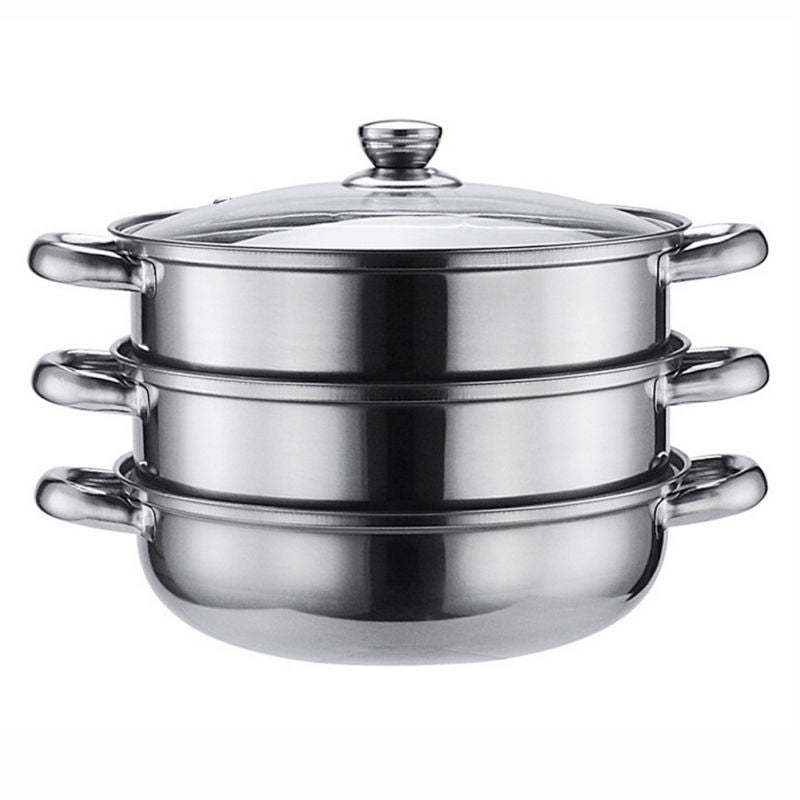 Stainless Steel 3 Tier Steamer Induction Dim Sum Steam Steaming Pot Cookware
