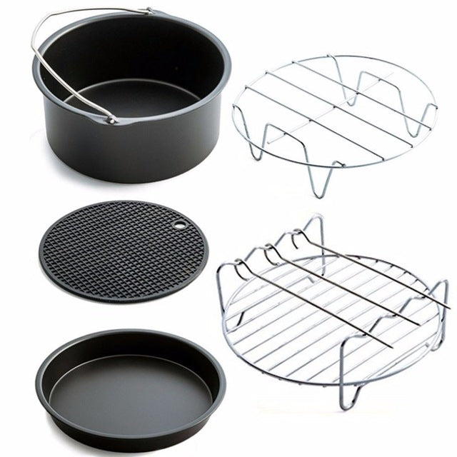 New Home Air Frying Pan Accessories Five Piece Fryer Baking Basket Pizza Plate Pot Mat Multi-functional Kitchen dropshipping