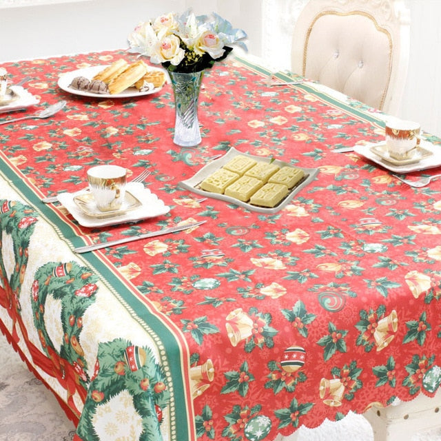 New Year Home Kitchen Dining Table Decorations Christmas Tablecloth Rectangular Linens Party Table Covers Christmas Ornaments