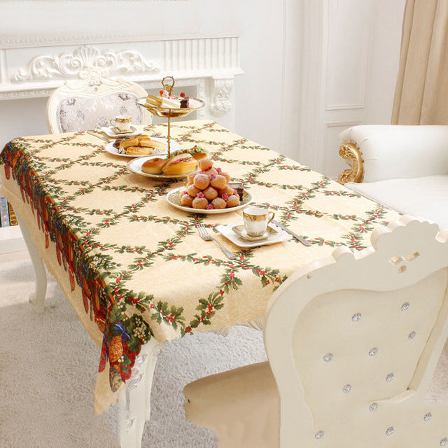New Year Home Kitchen Dining Table Decorations Christmas Tablecloth Rectangular Linens Party Table Covers Christmas Ornaments
