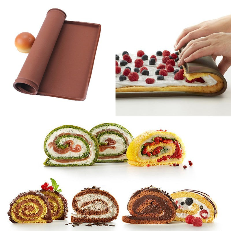 Nonstick Baking Pastry Tools Silicone Baking Rug Mat,Kitchen Accessories Silicone Mold Swiss Roll Mat Cake Pad Baking Tool D0135