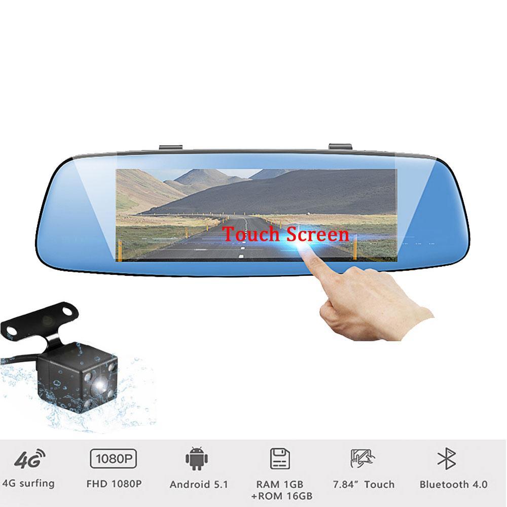 Podofo GPS Navigation 4G Android Car DVR 4G 7.84" Touch Screen ADAS Rearview Mirror Dash Camera Dual Lens Dashcam Vehicle GPS